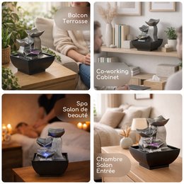 Zimmerbrunnen – Boro – Ideale dekorative Zen-Atmosphäre – kleines dekoratives Modell – LED-Lichtfluss – modern und schlicht