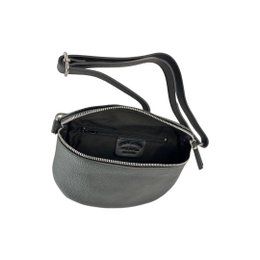 GÜRTELTASCHE LINA AUS genarbtem Leder, 25 cm, Schwarz