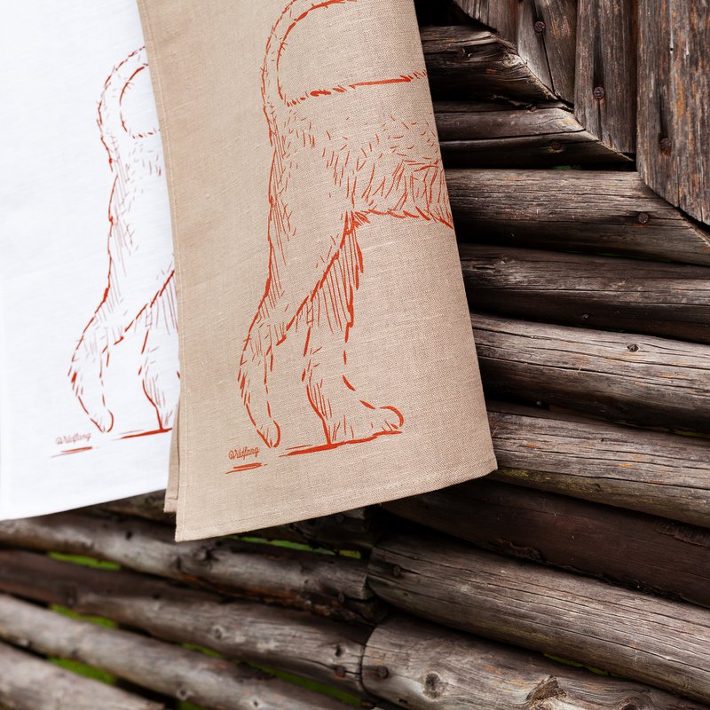 Tea towel half linen terrier