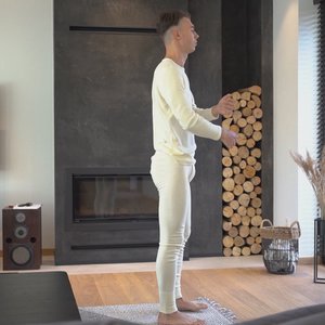 2-teiliges Herren-Set aus 250er Merinowolle mit langen Ärmeln und Unterteil, naturbelassen