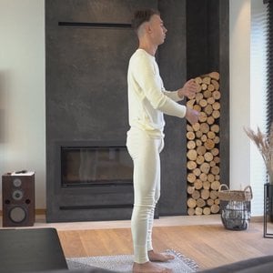 2-teiliges Herren-Set aus 250er Merinowolle mit langen Ärmeln und Unterteil, naturbelassen