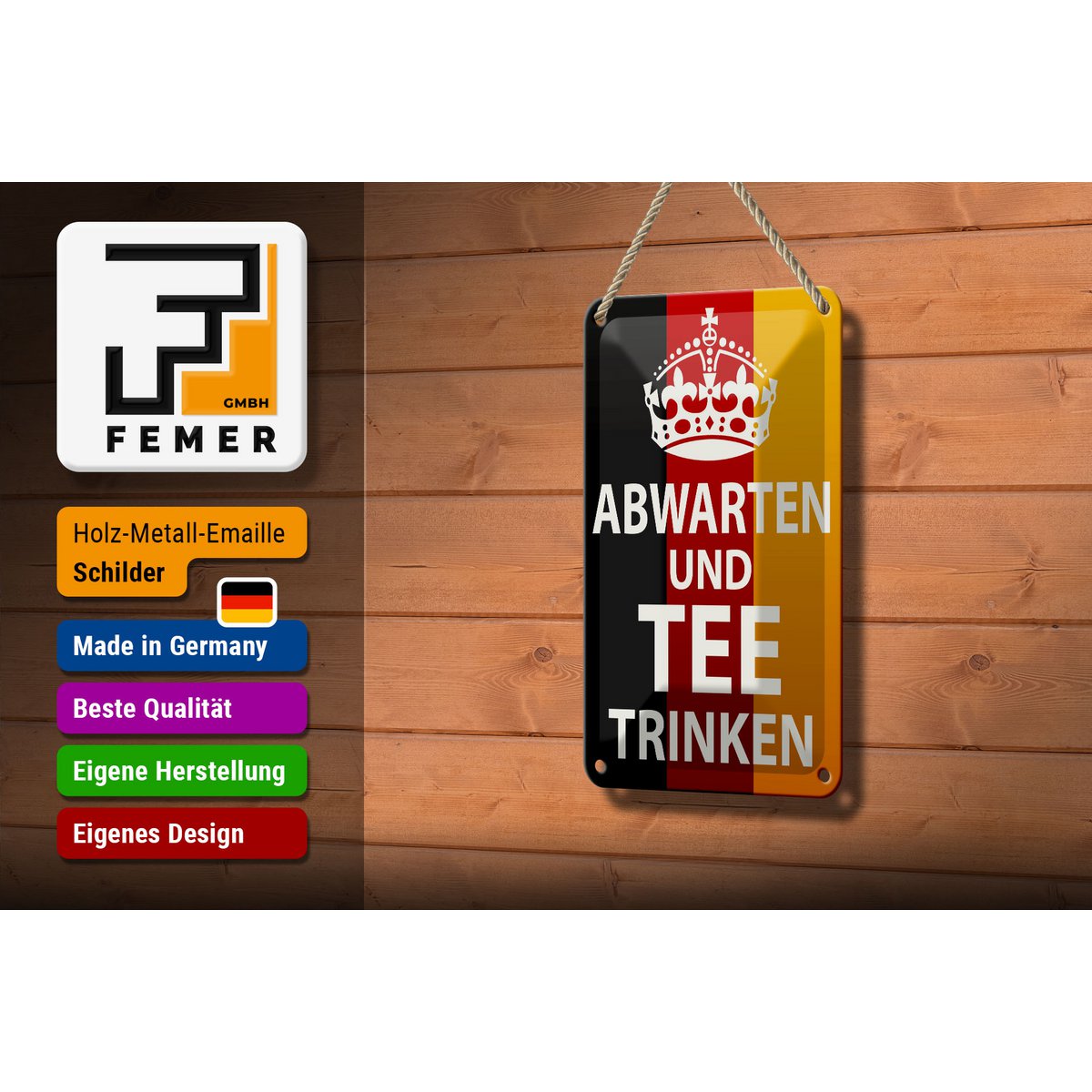Tin sign saying 12x18cm Wait and drink tea decoration