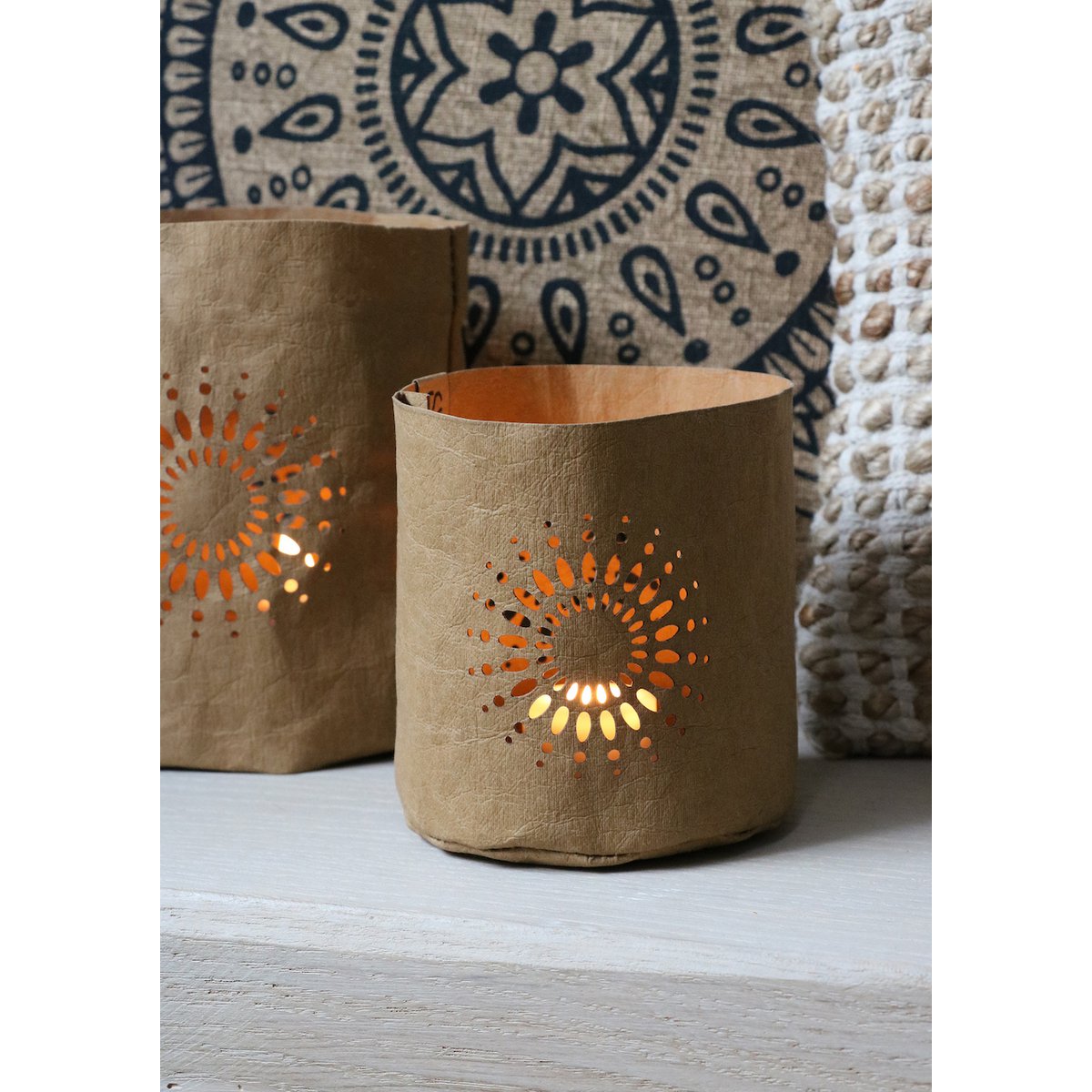 SIZO Paper LED-light holder "Mandala" Natural