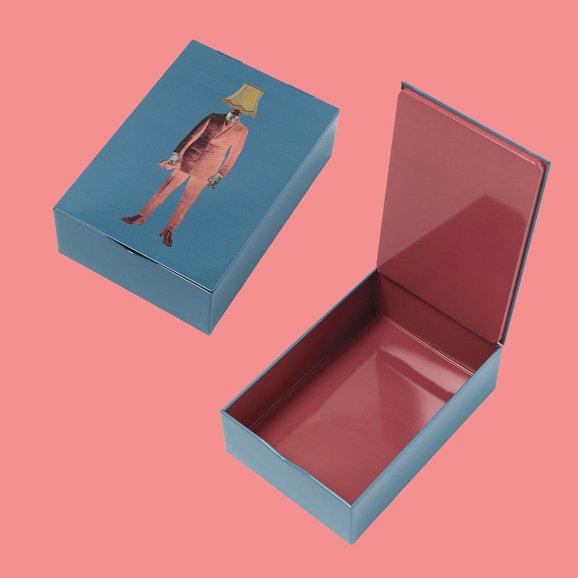 Lampaman rectangular metal tin box