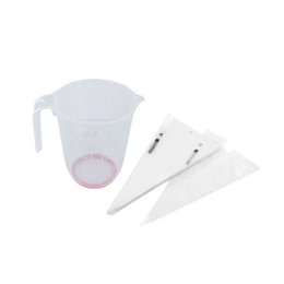 Set 100 sac à poche professionali usa e getta da 50 cm e misurino in plastica trasparente da 1 litro FM Professional