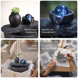 Zimmerbrunnen – Kieselsäure – Zen- und entspannende Dekoration – Geschenkidee – Buntes LED-Licht