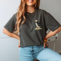 Tshirt Islandia Puffin - BAWEŁNA ORGANICZNA Koszula Puffin Skandynawia - Islandia Pamiątka