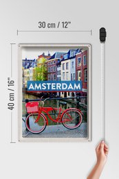 Tin sign travel 30x40cm Amsterdam travel destination bicycle