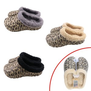 Damesklompen Leo met teddy imitatiebont » goedkope damesschoenen » gevoerde klompen met luipaardmotief » winter- & herfsttuinschoenen