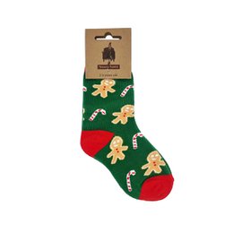 Socks - Green with gingerbread men ADULTS & KIDS