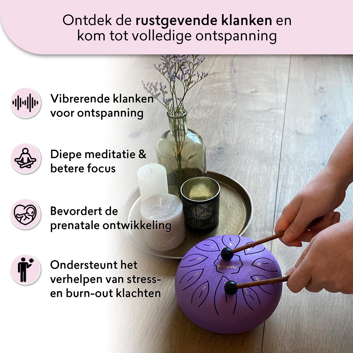 BrellaVio Handpan mit Übungsbuch – Lila – 16 cm