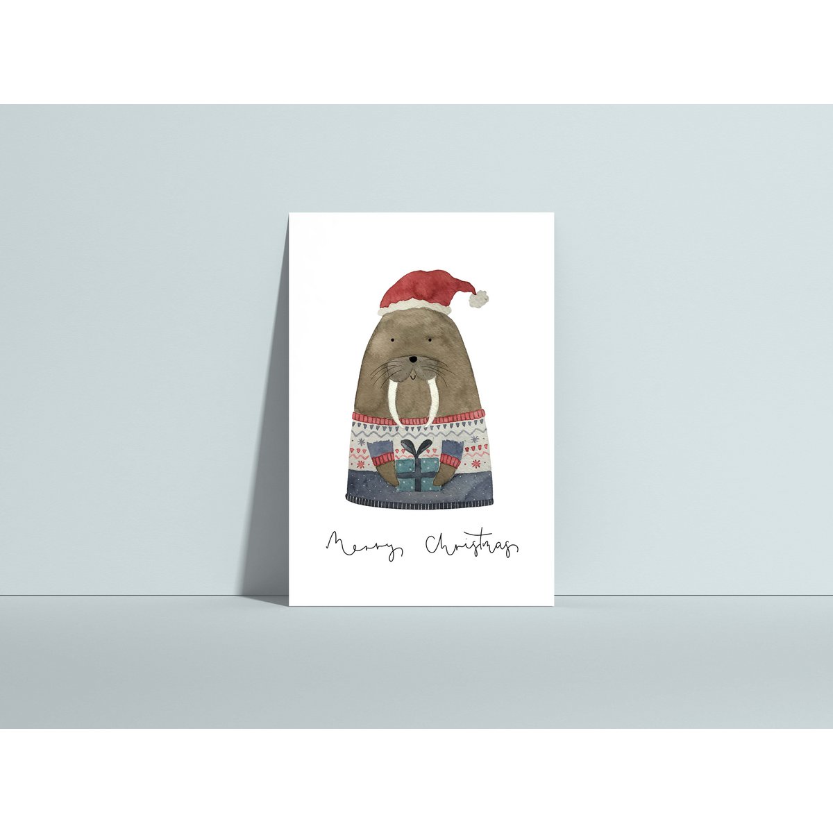 Cartolina di Natale del tricheco, cartolina