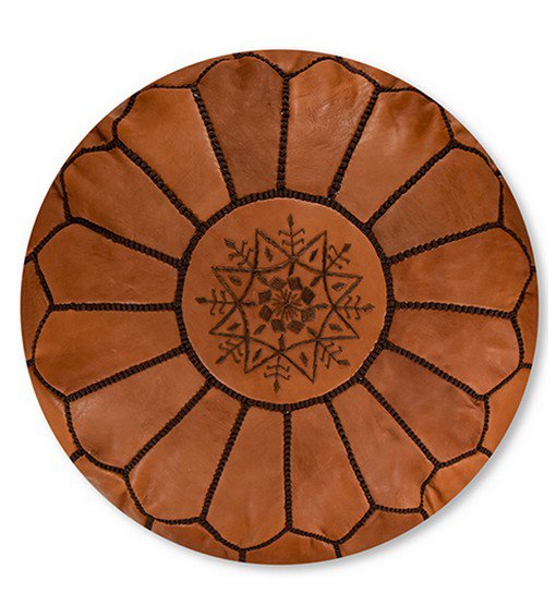 Læder Pouffe - Caramel Brown