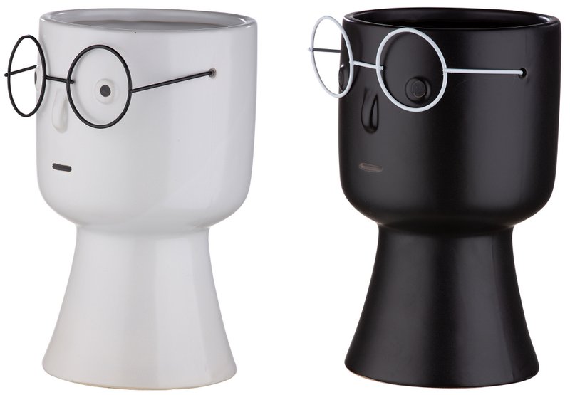 Jarrón de cerámica "Cara" con vasos VE 4 so