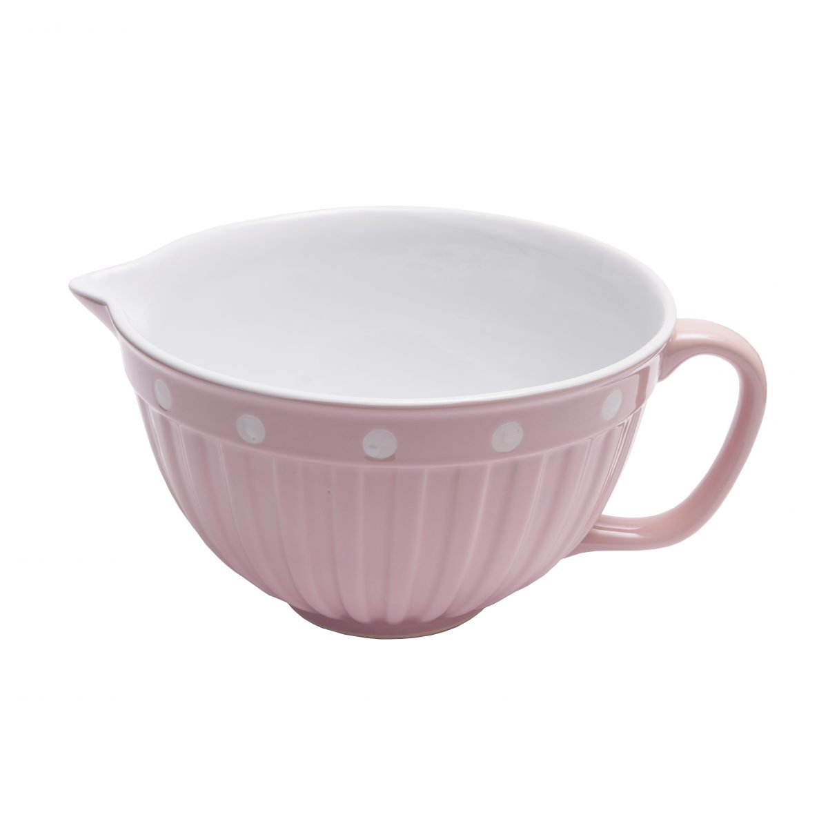 Pink batter bowl with handle & dots Isabelle Rose