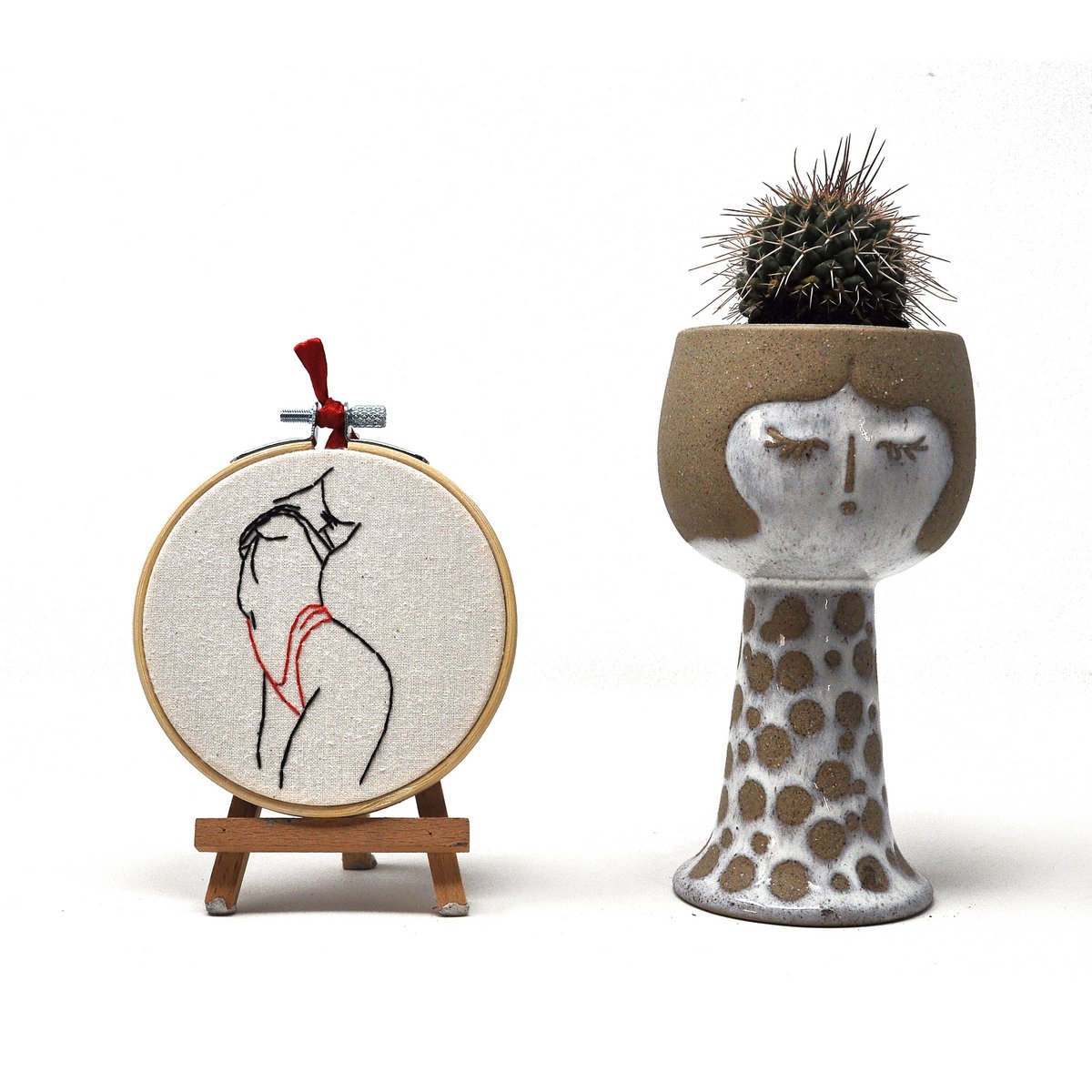 Handmade Embroidery Hoop Wall Art - Erotic Design - Textile Wall Decoration 10cm