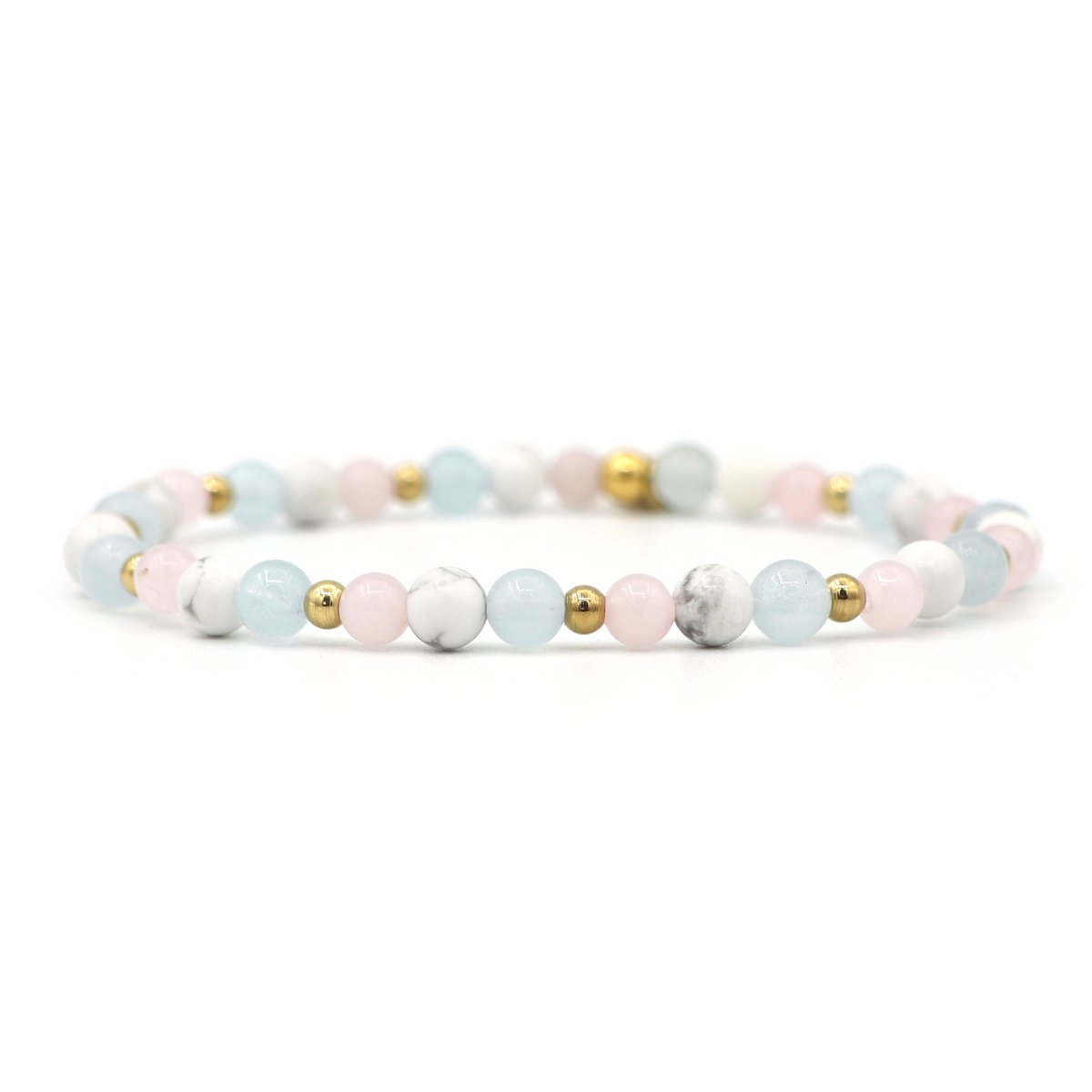 Natuursteen armband friendship, zilver en goud