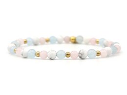 Natuursteen armband friendship, zilver en goud