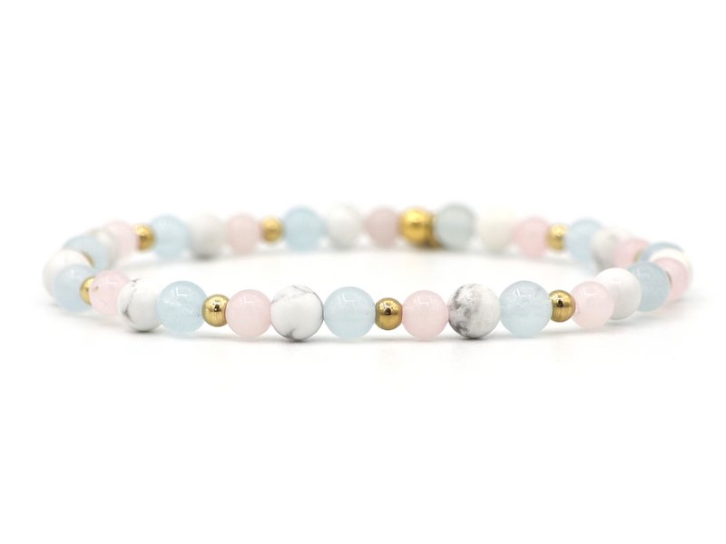 Natuursteen armband friendship, zilver en goud