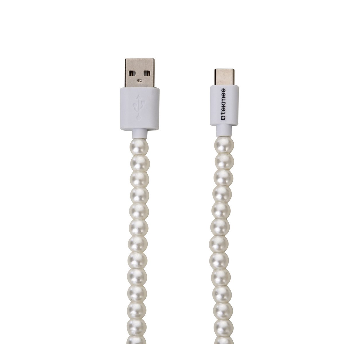 Ladekabel Tekmee USB-C zu Typ-C, 2,0 A; weiß, 1m ; Kabel perlmutt