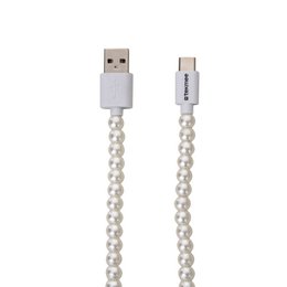 Cable de carga Tekmee USB-C versus Type-C, 2.0A; blanco, 1m; cable perlado