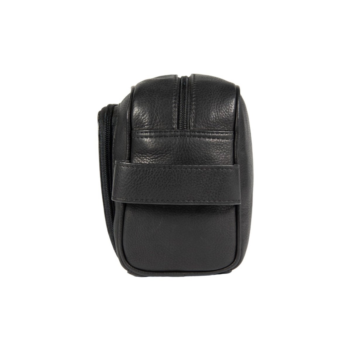 K0025AB | Beauty Case med sidehåndtag i ægte fuldnarvet læder med let narvning – Sort farve Lynlås, Mål: 25 x 16 x 12 cm Emballage: Tnt taske