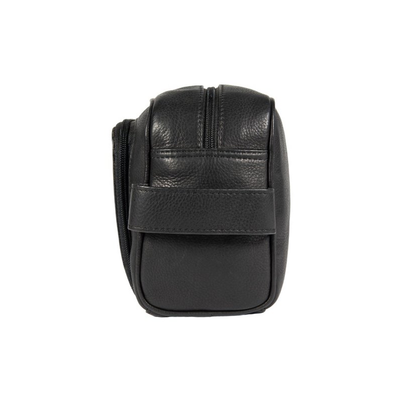 K0025AB | Beauty Case with side handle in genuine full-grain leather with light grain – Black colour. Zip closure, Dimensions: 25 x 16 x 12 cm. Packaging: Tnt bag