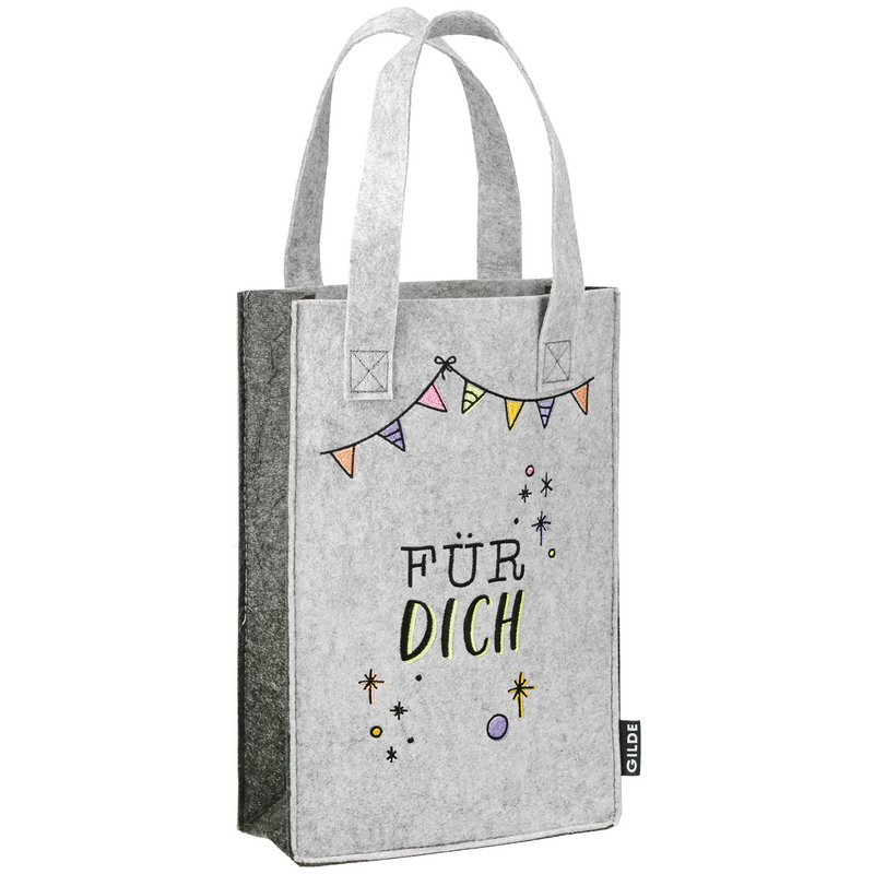 Geschenktasche Glückwunsch 2-sort. dunkelgrau; hellgrau, VE 8