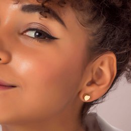 Cube Heart Gold Plated Earrings