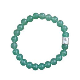 Herrenarmband 8 mm Jade mit mattsilberner Perle