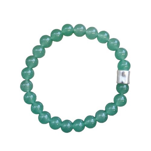 Herrenarmband 8 mm Jade mit mattsilberner Perle