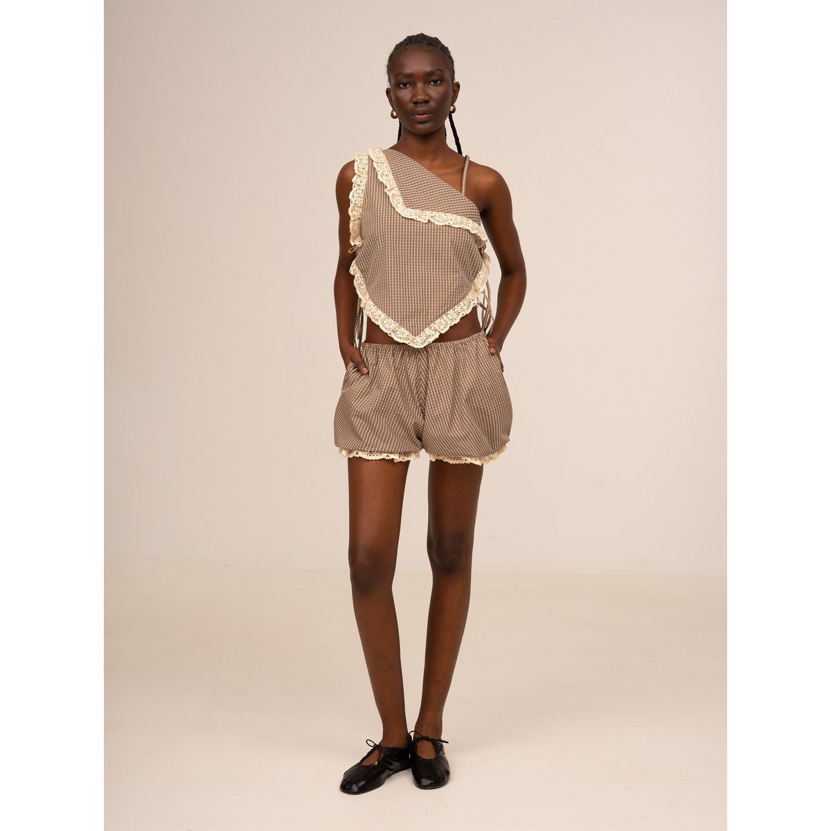 Rove brune plaid ballonshorts