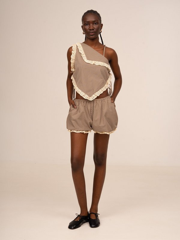 Rove brune plaid ballonshorts