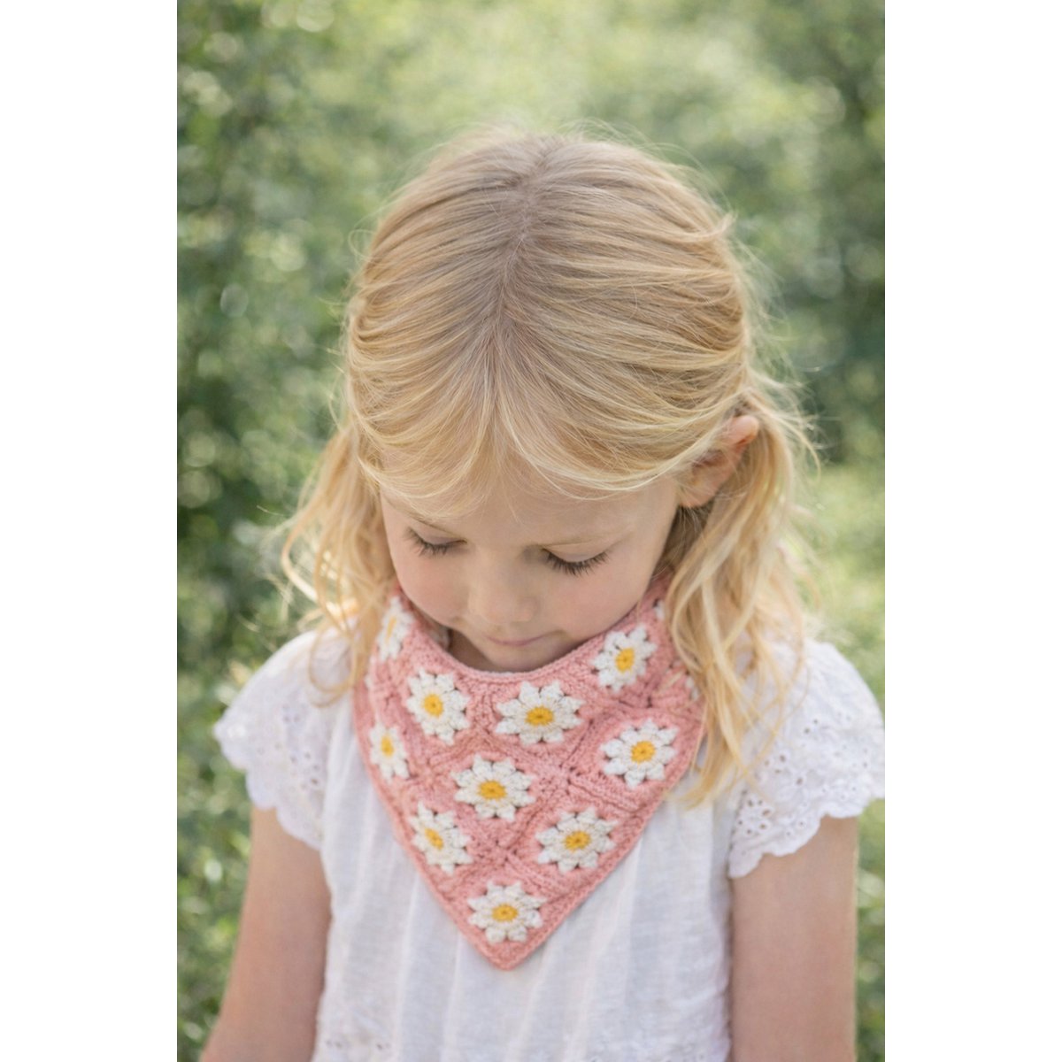 Bandana Kind 80 cm Rosa Baumwollblumen