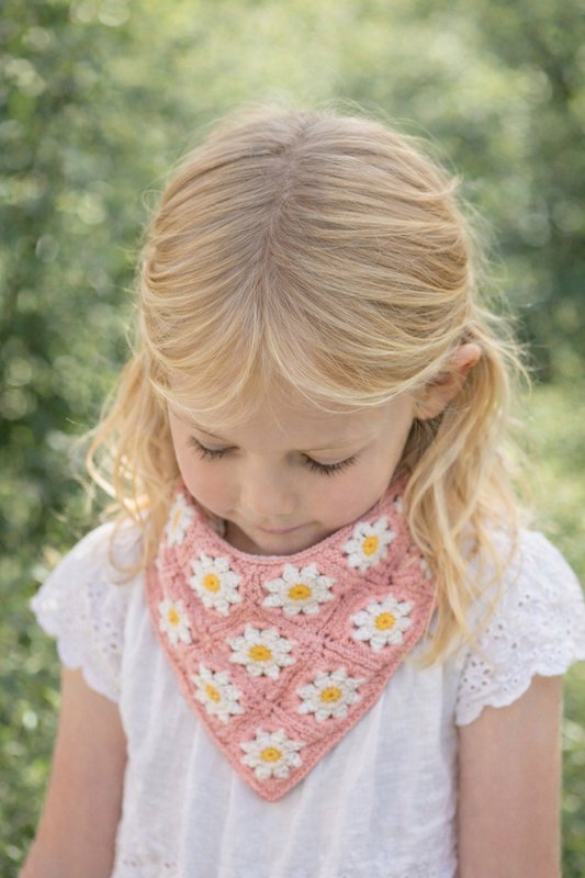 Bandana Kind 80 cm Rosa Baumwollblumen