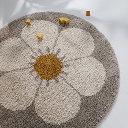 Bohemian Daisy beige rundt børnetæppe
