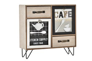LADE MDF METAAL 30X10X29 CAFE VICHY MINTGROEN PC196446