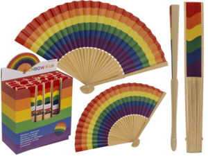 Fan, Bamboo, Rainbow, ca. 21 cm, bamboo,