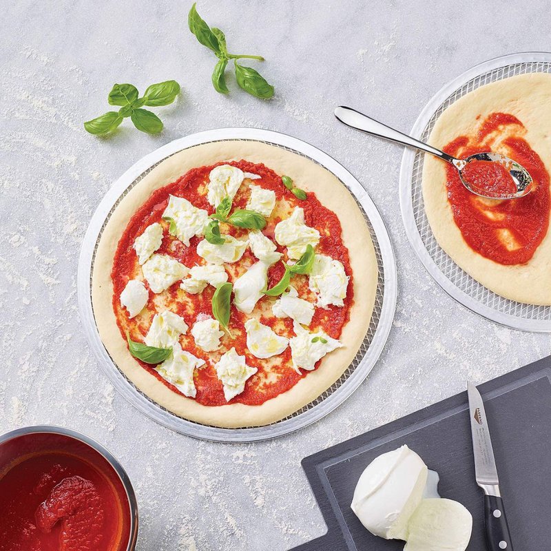 2 Bandejas para pizza de aluminio perforadas para cocción al horno 30 y 33 cm FM Professional