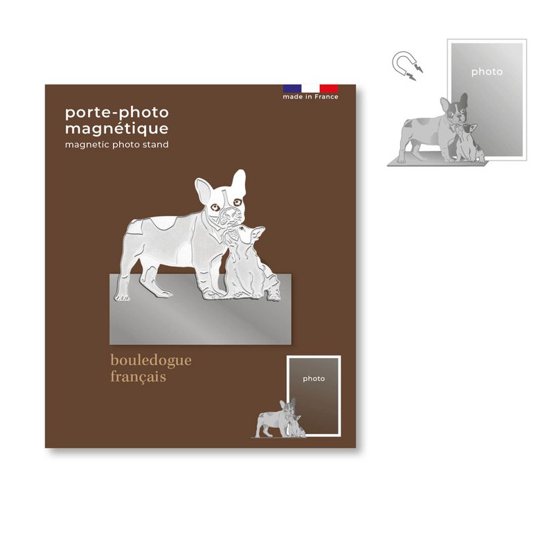portafoto magnetico in metallo - bulldog francese