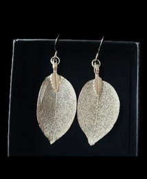 Pendiente Hoja de Eucalipto Plata