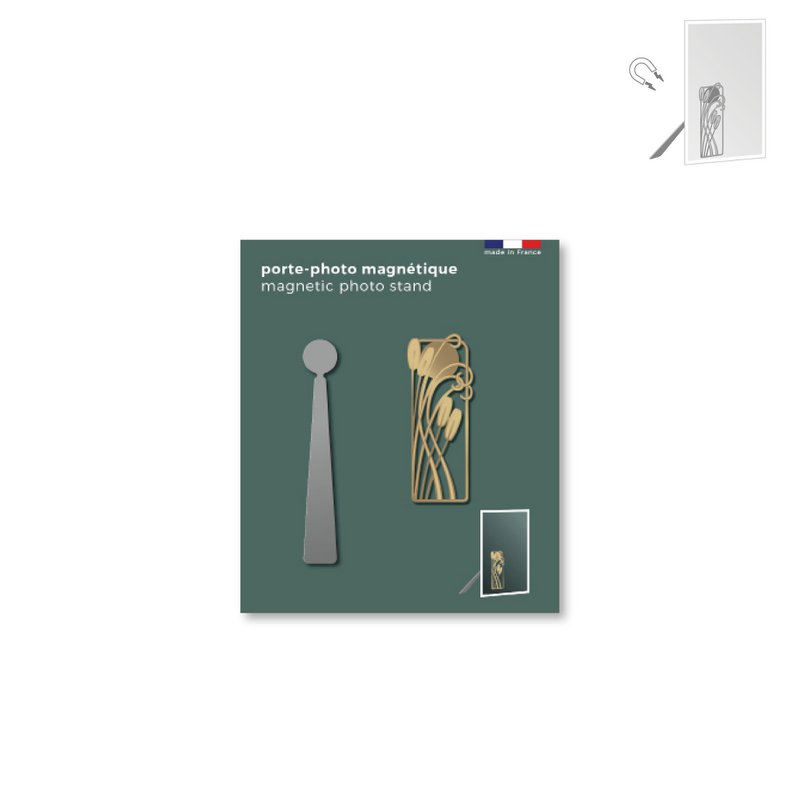 magnetic metal photo holder - art nouveau "reed"