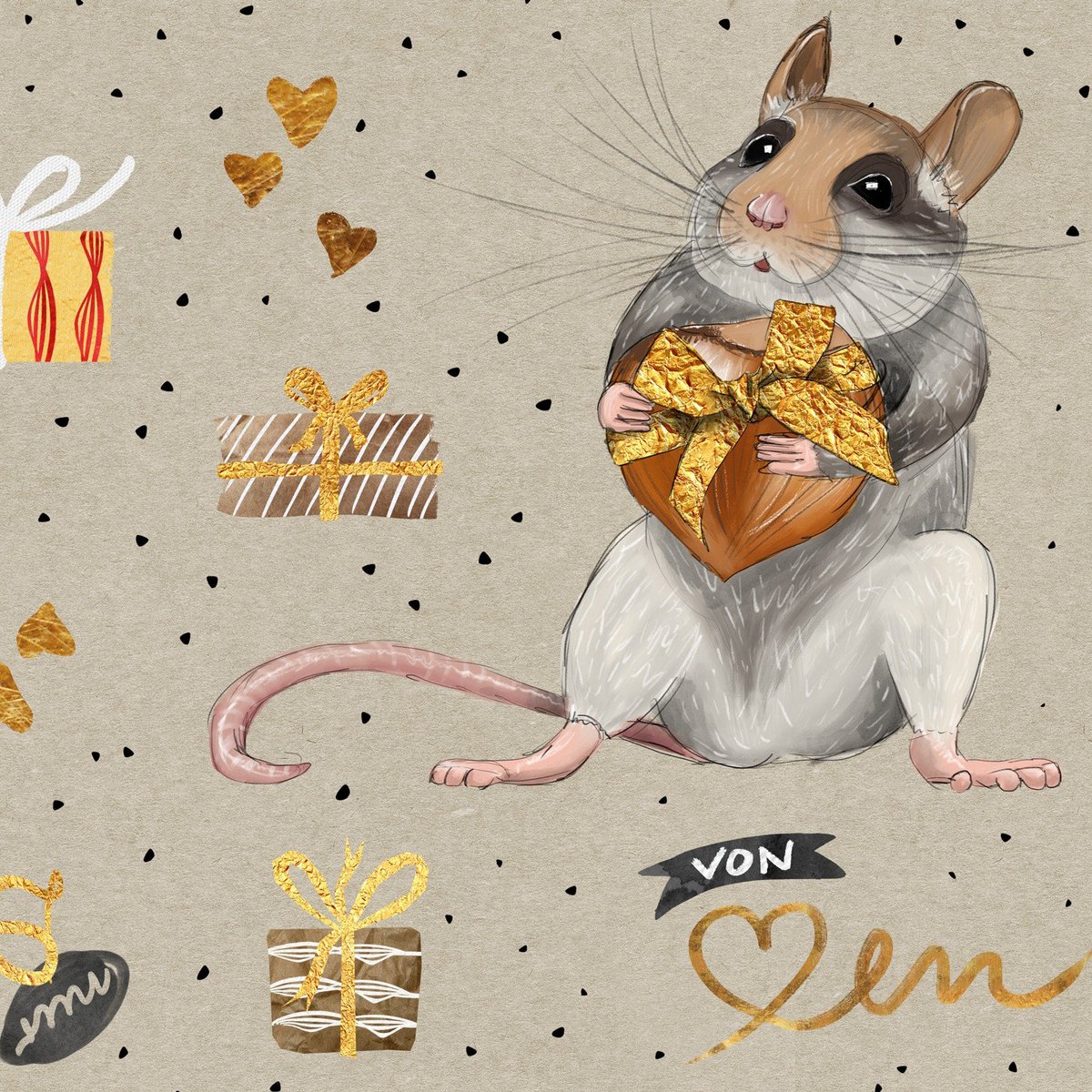 Geschenkpapier Maus – Nur für dich, von Herzen (3er-Set)