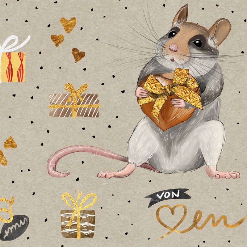 Geschenkpapier Maus – Nur für dich, von Herzen (3er-Set)