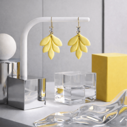 Luma Petals - Leaf earrings with zircon