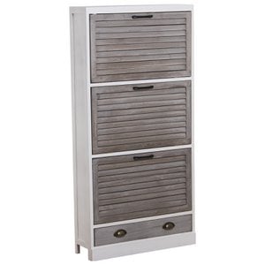 HOUTEN SCHOENENREK 3-P WIT/GRIJS 65X20X132CM, HOUT:PAULOWNIA ST50146