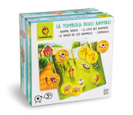 Colorful animal-themed bingo game with various animal shapes and illustrations on the game board.