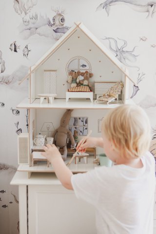 Wooden Dollhouse, modular construction, minimalist design
