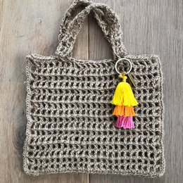 Luna -Leena Keychain Tassels Yellow - Bag Charm - Organic Cotton - Håndlavet i Nepal - Bagbøjle