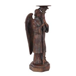 Engel Kaarshouder 40 cm - Bruin Antiek - Hars